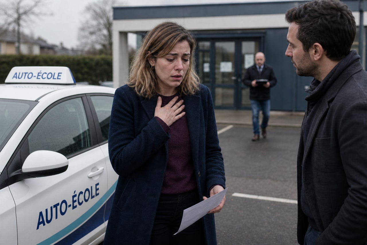 Une femme vient d’apprendre son échec à l’examen du permis de conduire
